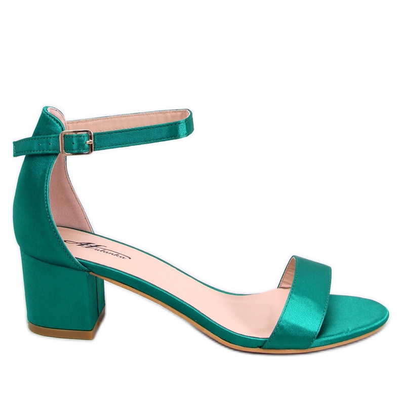 Sandália salto baixo Clarence Green. verde