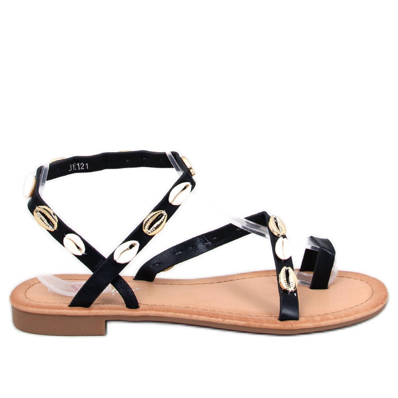 Seastar Chinelos Augello Black com conchas preto