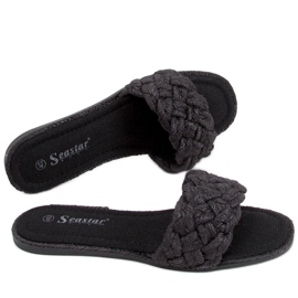 BM Chinelos de mulher Erika Black com atacadores preto