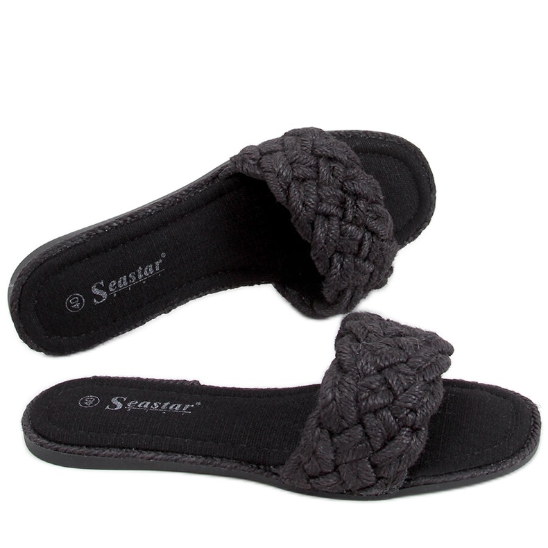 BM Chinelos de mulher Erika Black com atacadores preto BM Chinelos de mulher Erika Black com atacadores preto