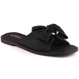 Chinelos rasos de mulher com laço preto eVento 5479 Chinelos rasos de mulher com laço preto eVento 5479