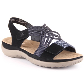 Sandálias femininas confortáveis ​​com velcro preto Rieker 64889-00