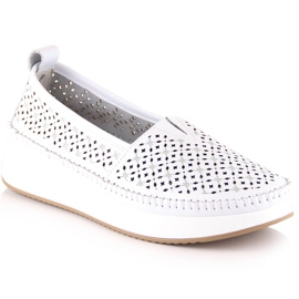 Sapato slip-on de couro branco com recortes Filippo DP4555