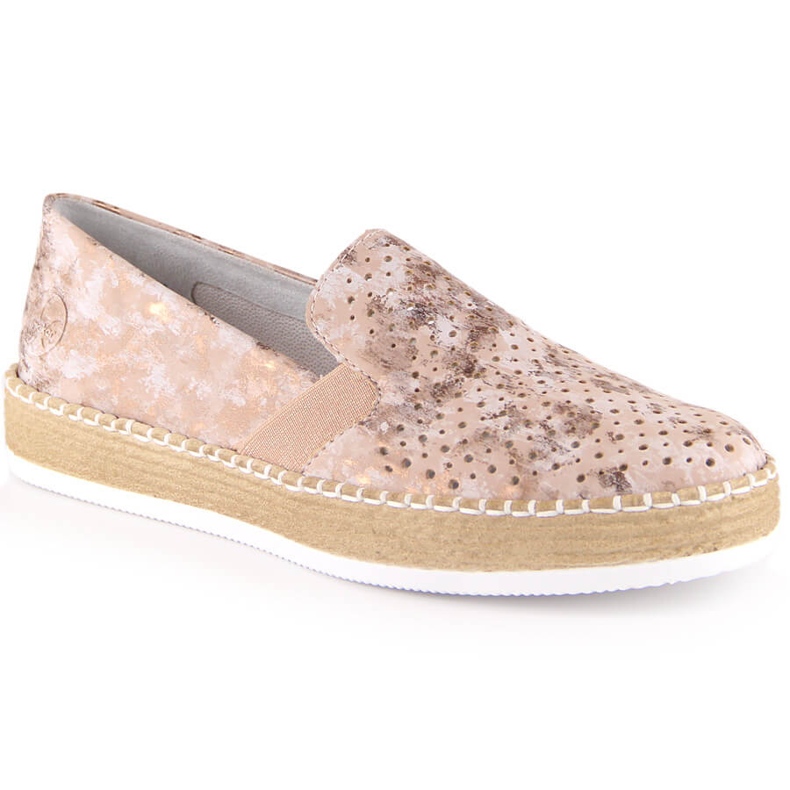 Confortáveis ​​sapatos femininos vazados em ouro rosa Rieker L7852-31 dourado