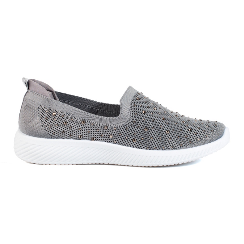Sapato slip-on de tecido cinza com tachas, T.Sokolski