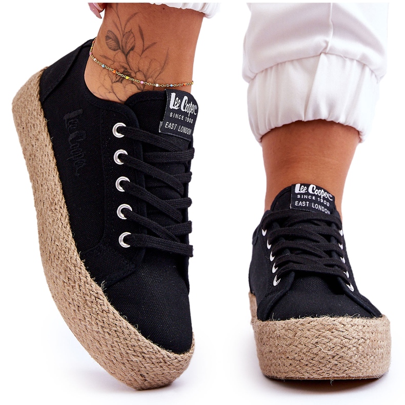 Tênis trançado da moda Lee Cooper LCW-23-31-1797L preto