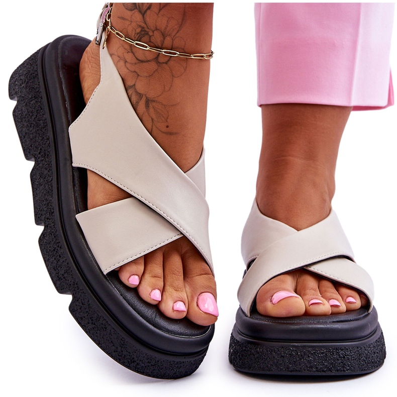 PE1 Sandálias da moda com plataforma Chester bege