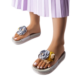Chinelos cinza com cabedal transparente Hétu