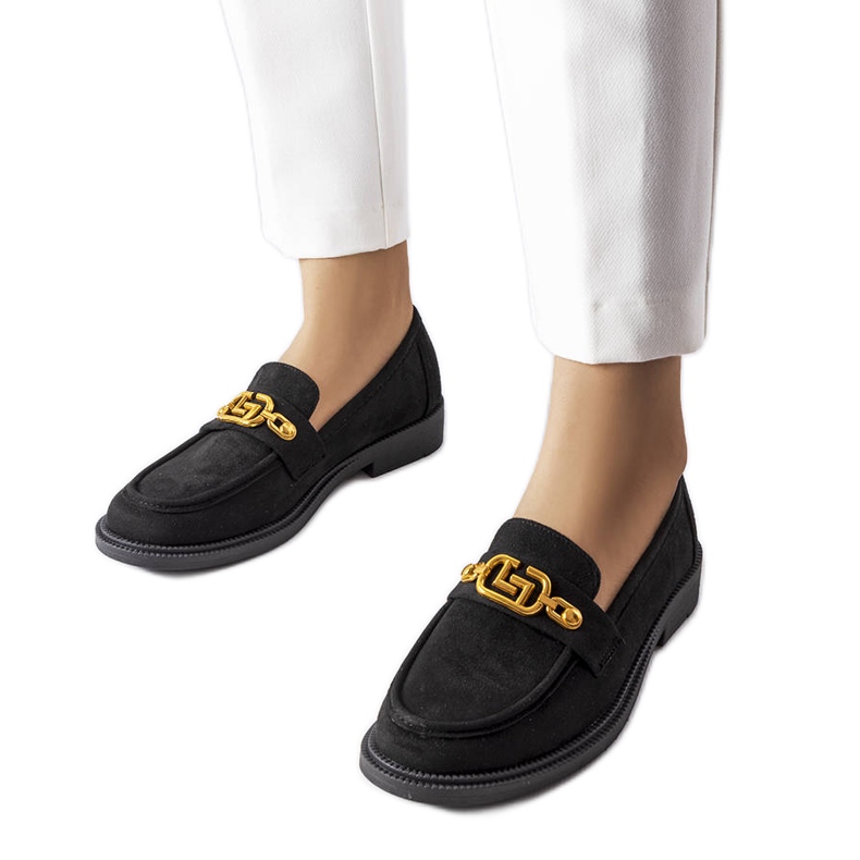 Mocassins pretos elegantes com enfeite Ouellet Mocassins pretos elegantes com enfeite Ouellet