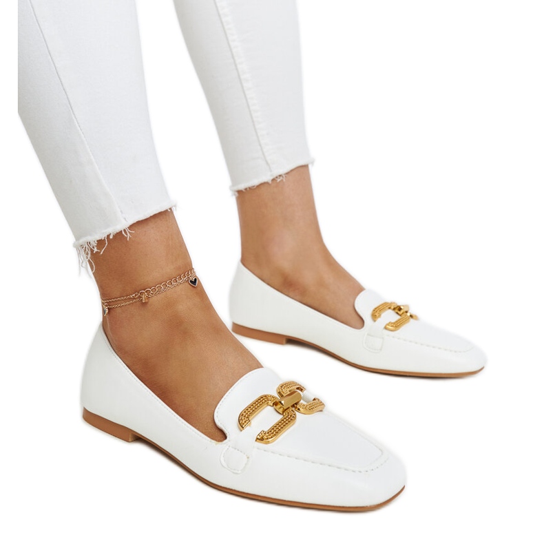 Rousseau mocassim branco com fivela