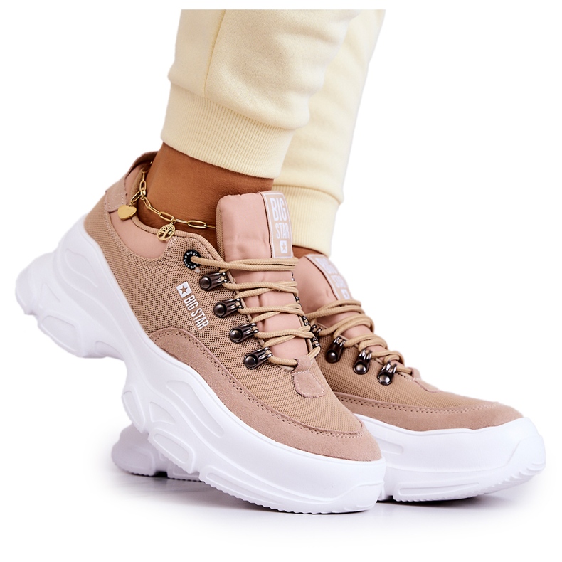 Tênis esportivo feminino Big Star JJ274A222 Bege