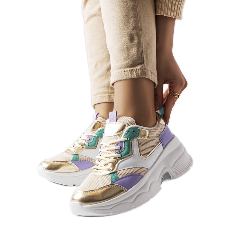 Tênis branco e dourado de mulher Séguin bege