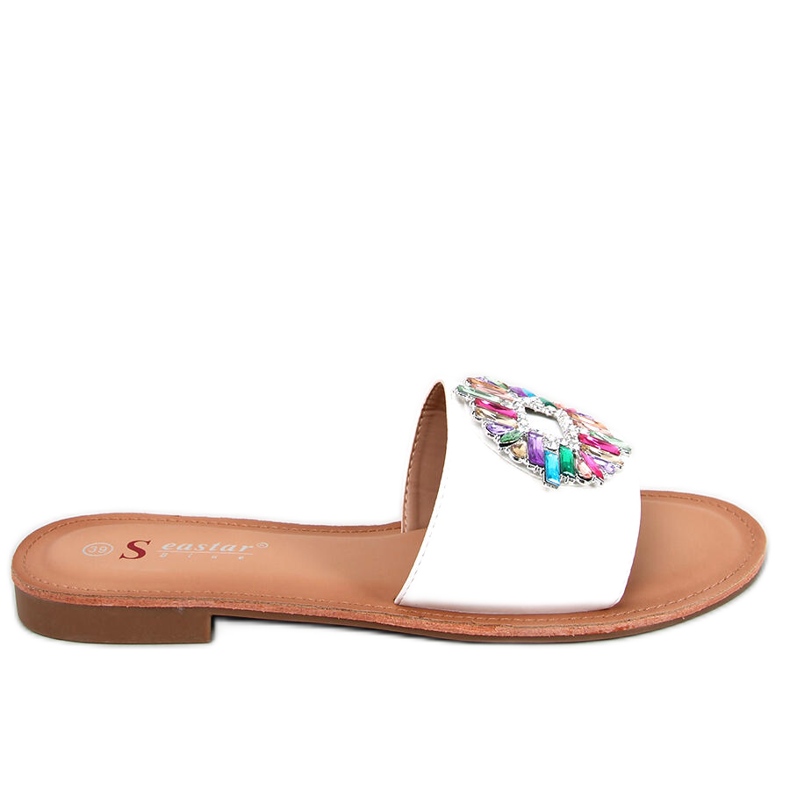 BM Sliders de pedra colorida Lowell White branco