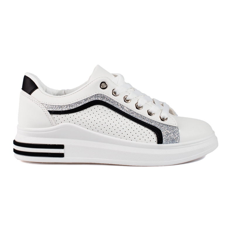 Sapatilhas Shelovet de mulher com plataforma alta branca branco