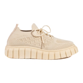 Sapatos desportivos de mulher em tecido Shelovet bege