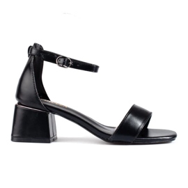 Sandália preta clássica de salto baixo, Vinceza preto Sandália preta clássica de salto baixo, Vinceza preto