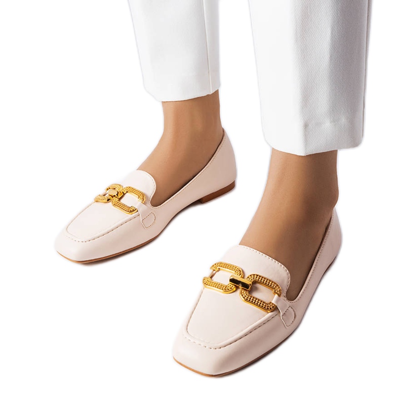 Mocassins bege com fivela Rousseau
