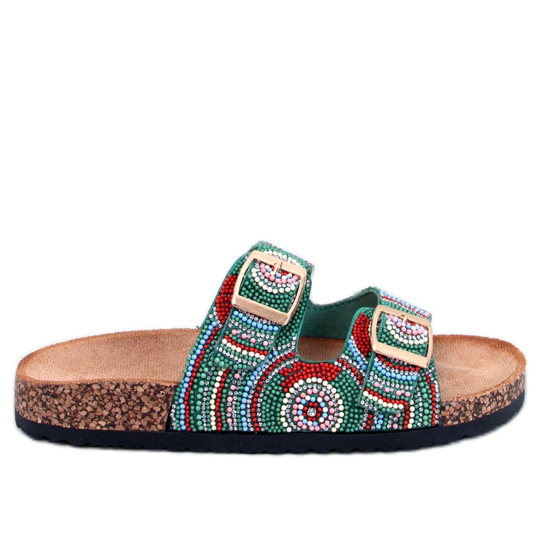 Seastar Chinelos de cortiça com missangas da Adaora Green verde