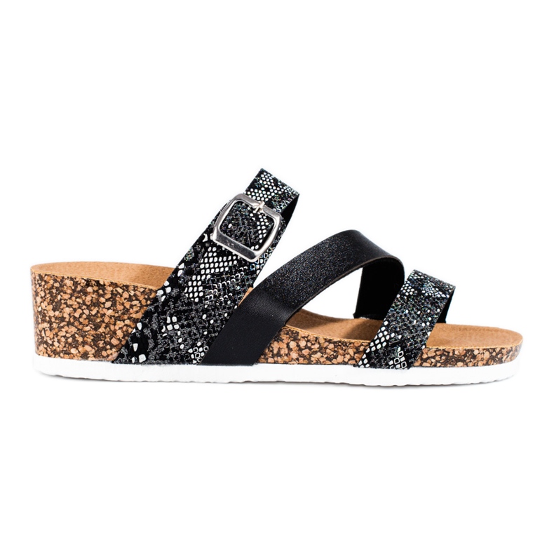 W. Potocki Chinelos de mulher com cunha baixa Potocki preto