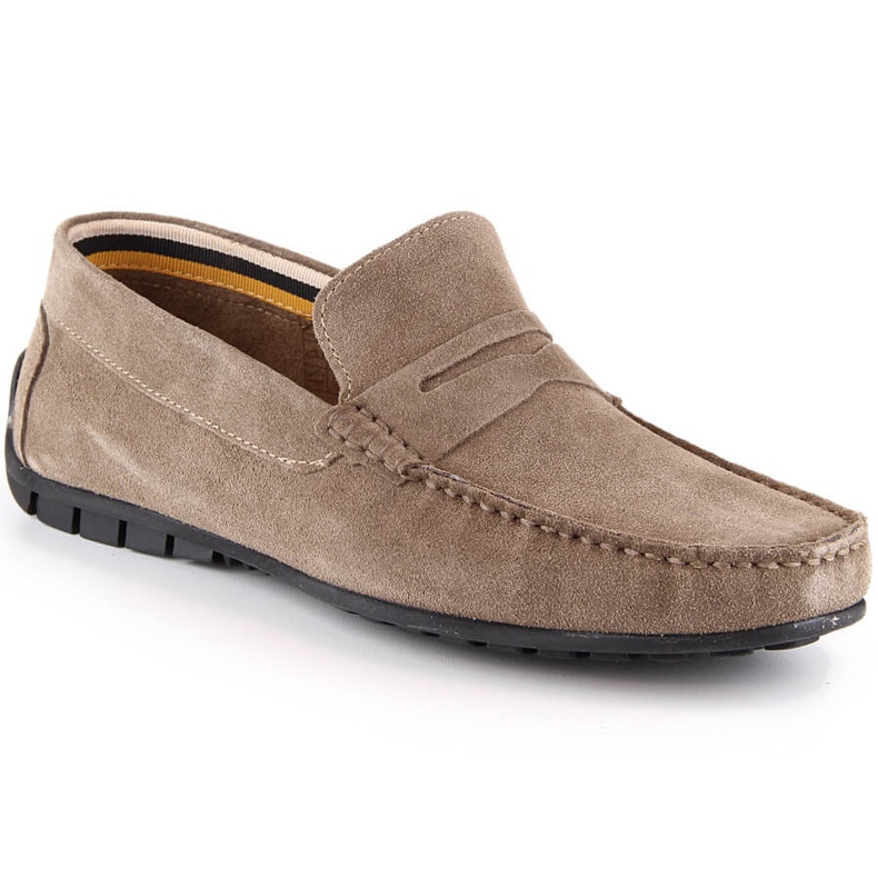 Mocassins de couro de camurça masculinos Filippo MP921 mocassins taupe bege