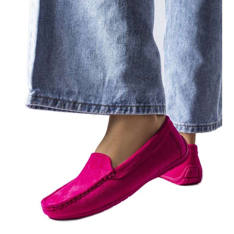 Mocassim rosa com solado de couro, Souplet