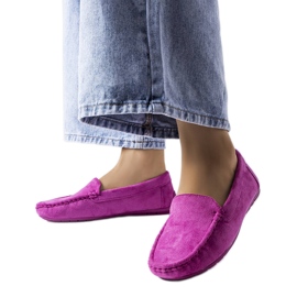 BM Mocassim roxo com solado de couro, Souplet