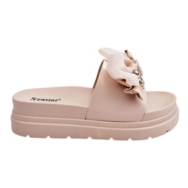 PE1 Chinelos Com Laço E Decorativo Teddy Beige Suzy bege