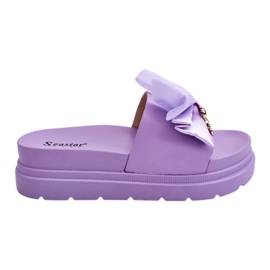 PE1 Chinelos Com Laço E Decorativo Teddy Roxo Suzy