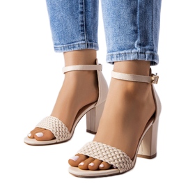 Evento Sandália bloco trançado bege Oliveirinhas Evento Sandália bloco trançado bege Oliveirinhas