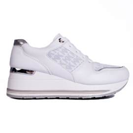 Tênis de cunha Shelovet branco de mulher Tênis de cunha Shelovet branco de mulher