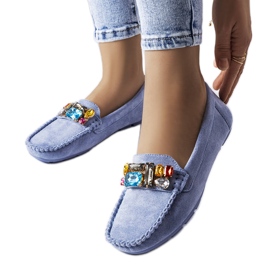 Mocassim azul com palmilha de couro Bertrand