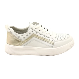 Tênis de couro com cadarço branco e dourado Evento 23PB08-5389