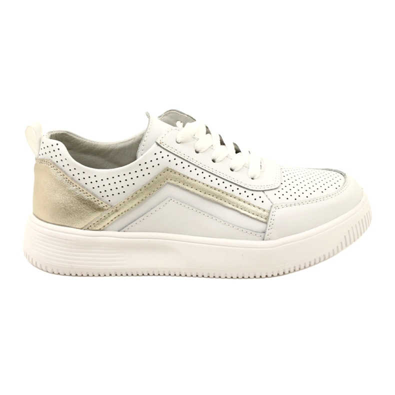 Tênis de couro com cadarço branco e dourado Evento 23PB08-5389