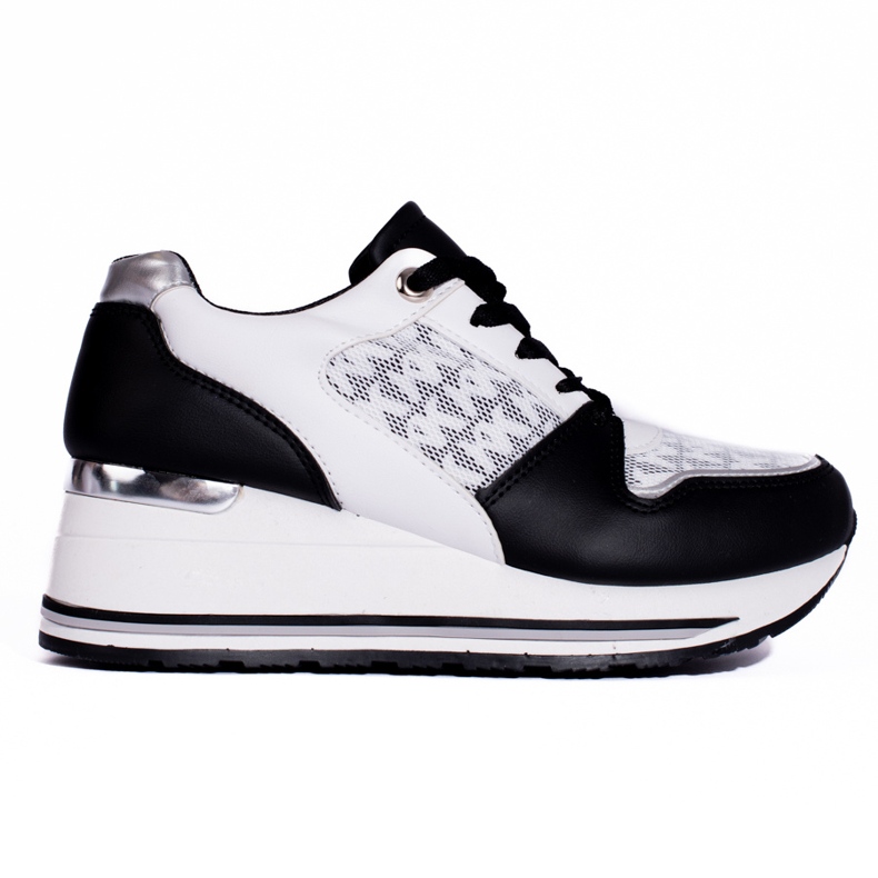 Ténis de cunha de mulher Shelovet preto e branco