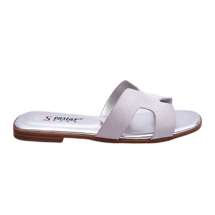 Chinelos de camurça clássicos femininos cinza Evana