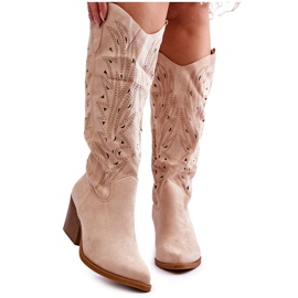 Botas sem cadarço Elavi Beige Openwork Camurça bege Botas sem cadarço Elavi Beige Openwork Camurça bege
