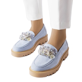 Venezia Mocassins azuis decorados com cristais Vincez azul