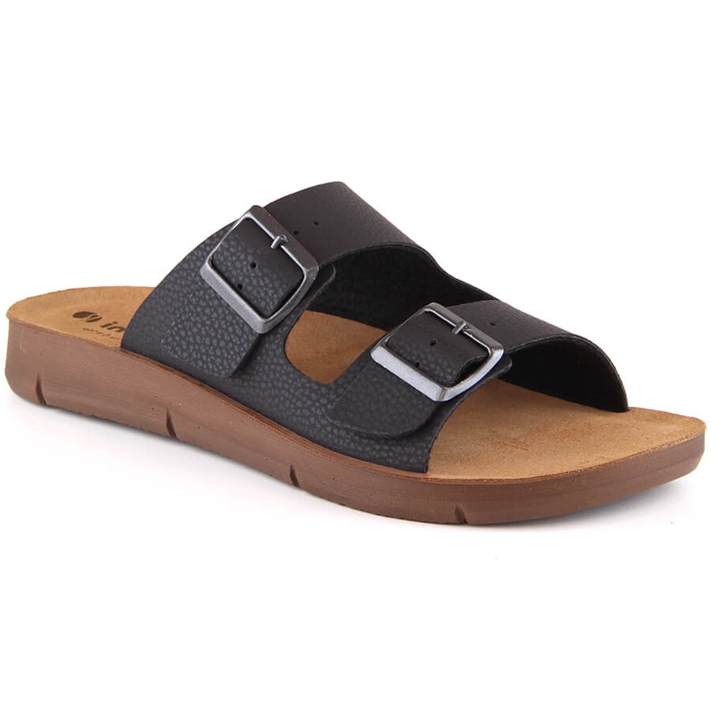 Chinelos masculinos confortáveis ​​com fivelas pretas Inblu CM000028-014 preto