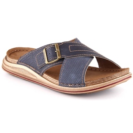 Chinelos masculinos confortáveis ​​com fivela azul marinho Inblu VE000003-004