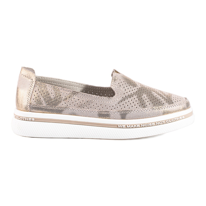 Sapato Shelovet em couro dourado vazado