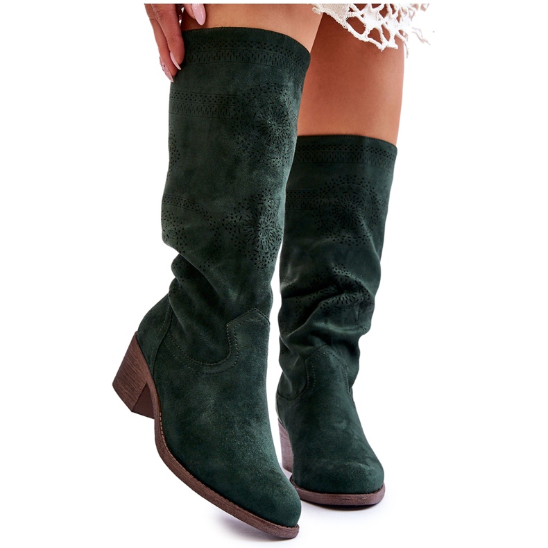 Botas Femininas de Camurça Openwork Green Enriss verde