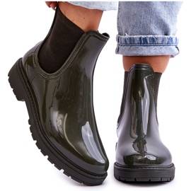 BM Galochas Femininas Botas Chelsea Verde Escuro Larone