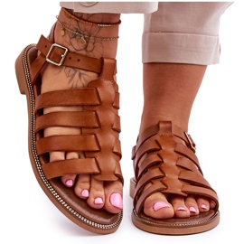 Lemar Sandálias de couro com tiras marrons Lawren marrom