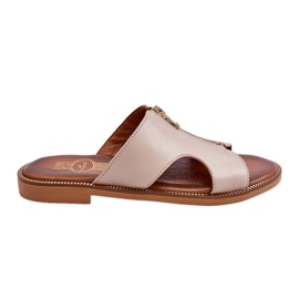 Lemar Chinelos Femininos com Zíper Decorativo Bege Clarence