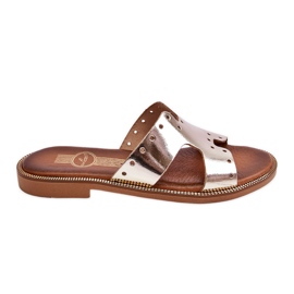 Lemar Chinelos femininos com recortes decorativos Golden Emily dourado Lemar Chinelos femininos com recortes decorativos Golden Emily dourado