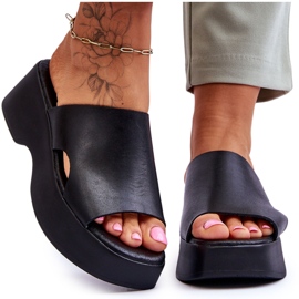 Lemar Chinelos plataforma de couro feminino preto Lucami Lemar Chinelos plataforma de couro feminino preto Lucami