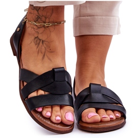 Zazoo Sandálias sem cadarço de couro Kayla pretas confortáveis preto