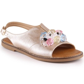 Sandália rasa metalizada com cristais Vinceza W 17238 ouro dourado Sandália rasa metalizada com cristais Vinceza W 17238 ouro dourado