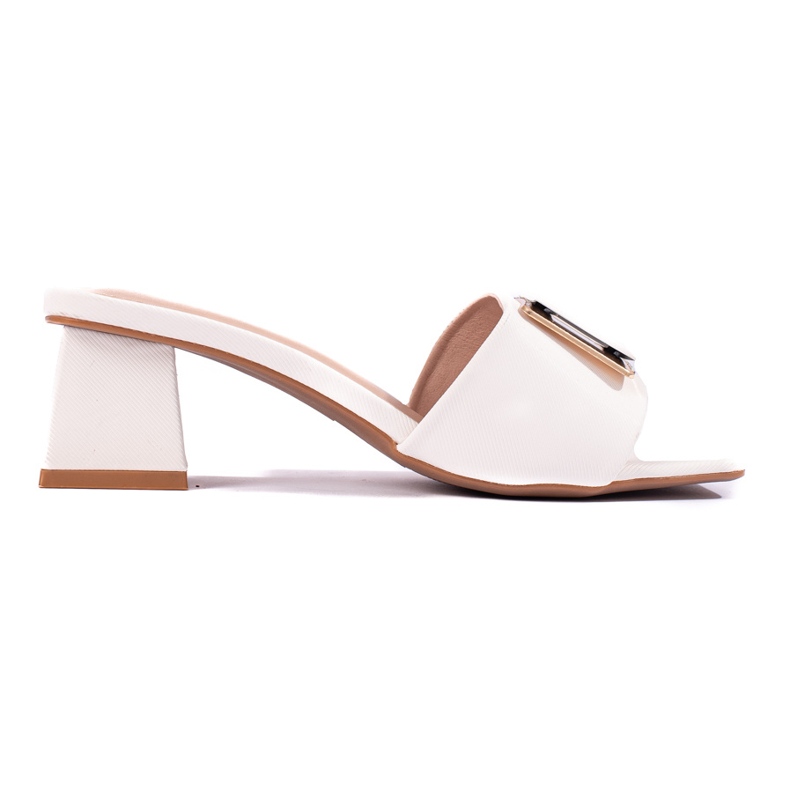 Chinelos de mulher com salto baixo Shelovet branco