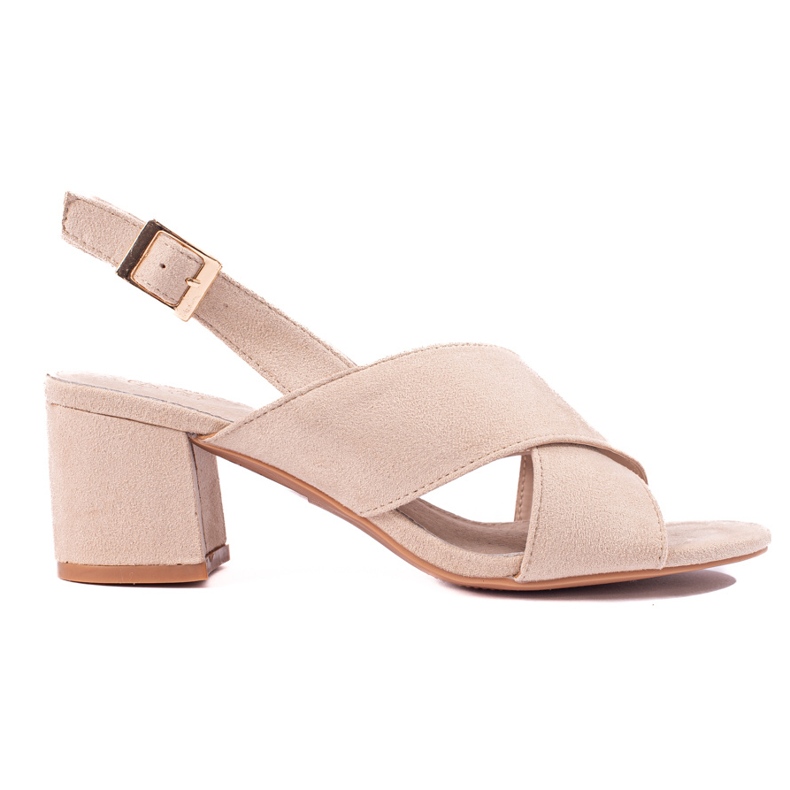 Sandália salto alto de camurça bege, Shelovet